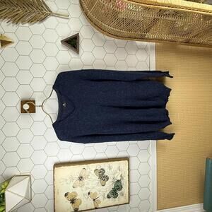 TUMI 100% Alpaca Wool Peruvian Navy Blue V-Neck Sweater - Size - Medium